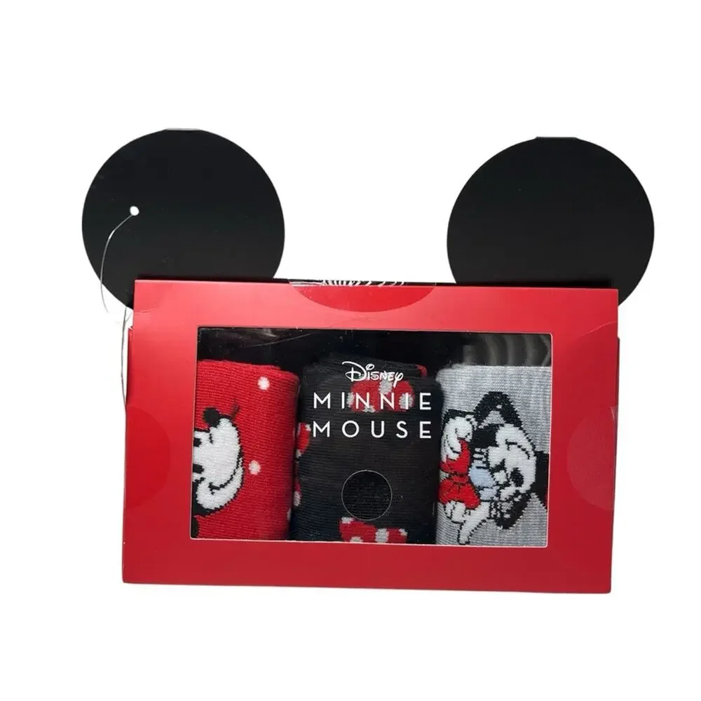Disney Minnie Mouse Polka Dot 3 Crew Socks Gift Set